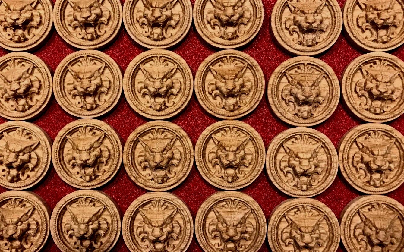 Hand carved Lion Head Round Rosette / Applique 