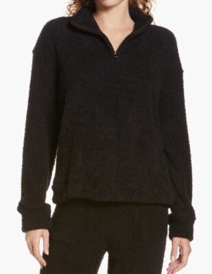  Honeydew Intimates Comfort Queen Quarter Zip Pullover Black Size Small