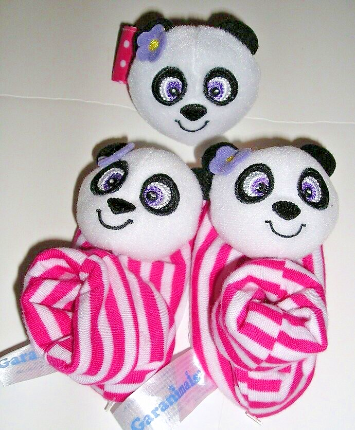 Garanimals 3 pc PANDA set rattle/booties size 0-3 months
