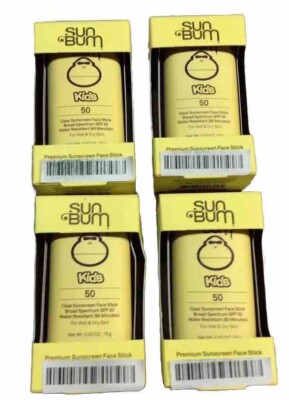 Lot Of 4 SUN BUM KIDS SPF 50 CLEAR SUNSCREEN FACE STICK 0.53oz Sunbum Exp 5/25