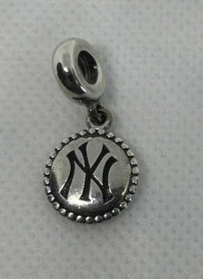 Pandora Sterling Silver New York Yankees Charm Dangle Engraved NY Baseball