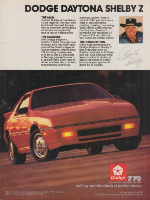 The Man The Machine The Connection - Dodge Daytone Shelby Z ad 1988 R&T
