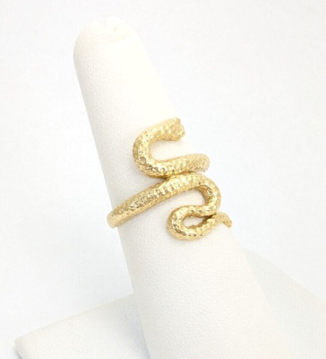 14K Yellow Gold Textured Snake Ring N392