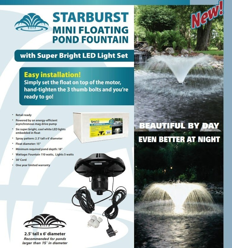 Starburst Mini Floating Fountain Kit w/ 6 LED Lights 2.5'x6'