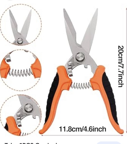 Garden Shears Pruning Scissors Lawn Tree Branch Trimming Tool Stainless Steel 8”