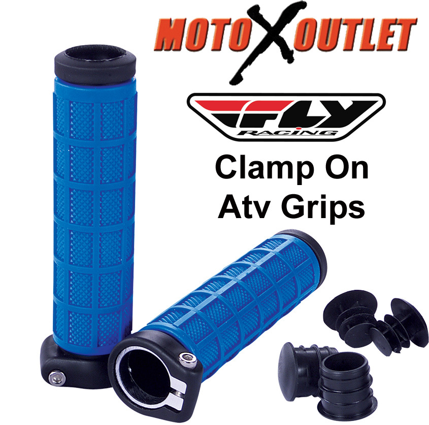 Fly Racing Clamp On Atv Hand Grips Handlebar Thumb Throttle Quad Grip Lock BMX