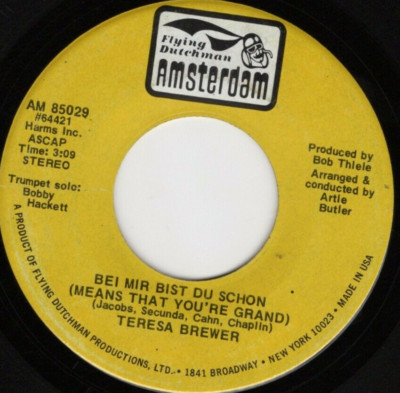 Teresa Brewer   Bei Mir Bist Du Schon ( Means That You're Grand ) 1973 Pop VG+