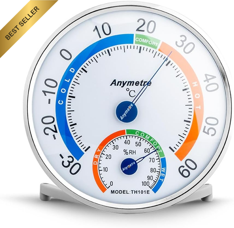Round Indoor Outdoor Hygrometer/Thermometer, Humidity Gauge Indicator Temperatur