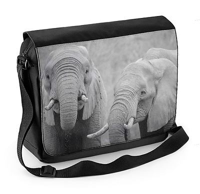Elephants Black and White Laptop Messenger Bag - Elephant Gift Present
