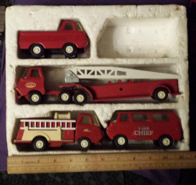 Mini Tonka Fire Department Set Of 4 Trucks #830 No Box - Missing Ambulance
