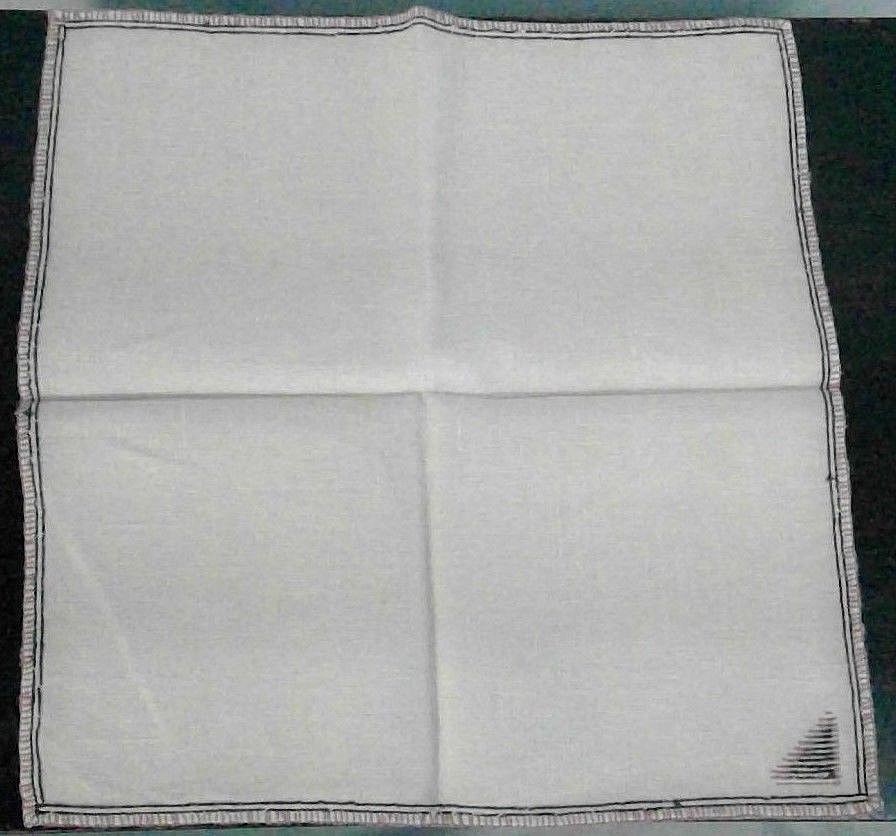 4 vintage cloth napkins beige brown/pink embroidered trim cross-stitch triangle