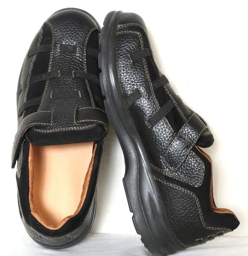 Dr. Comfort 3810 Betty Black Leather Closed Toe Fisherman Flat Women's US 7.5W