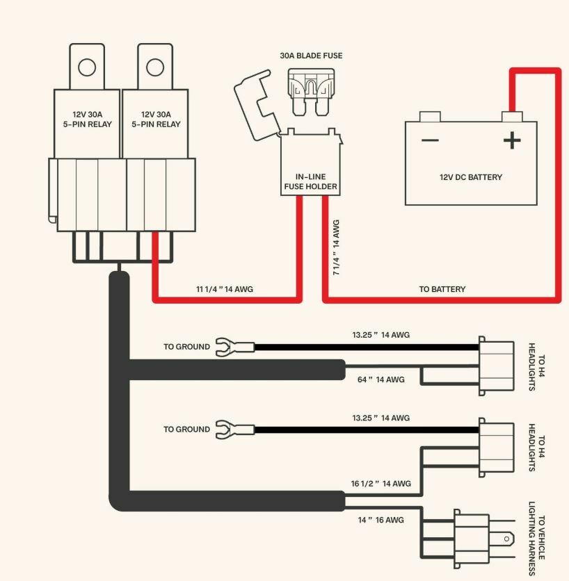H4 Negative-Switched LED Headlight/Lamp Bulb Relay Wiring Harness Plug