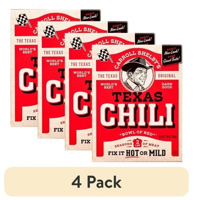 4 PACK! Carroll Shelby's Texas Chili Kit, FREE EXPEDITED SHIPPING!