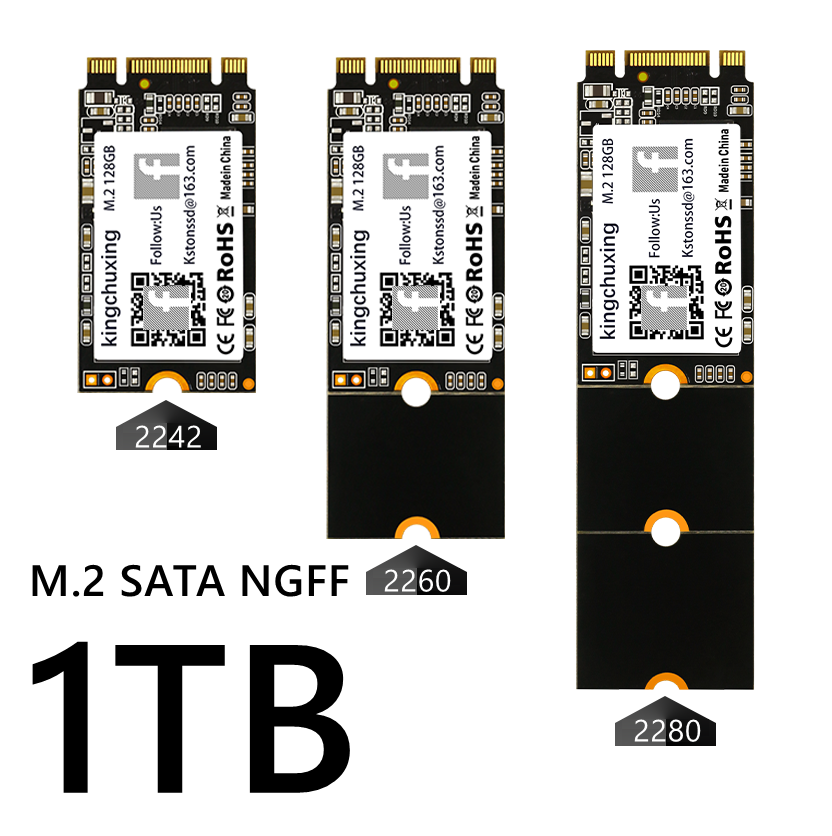Kingchuxing M.2 NGFF SSD 2280 2260 2242 1TB SATA Solid State Drive 550MB/s Lot
