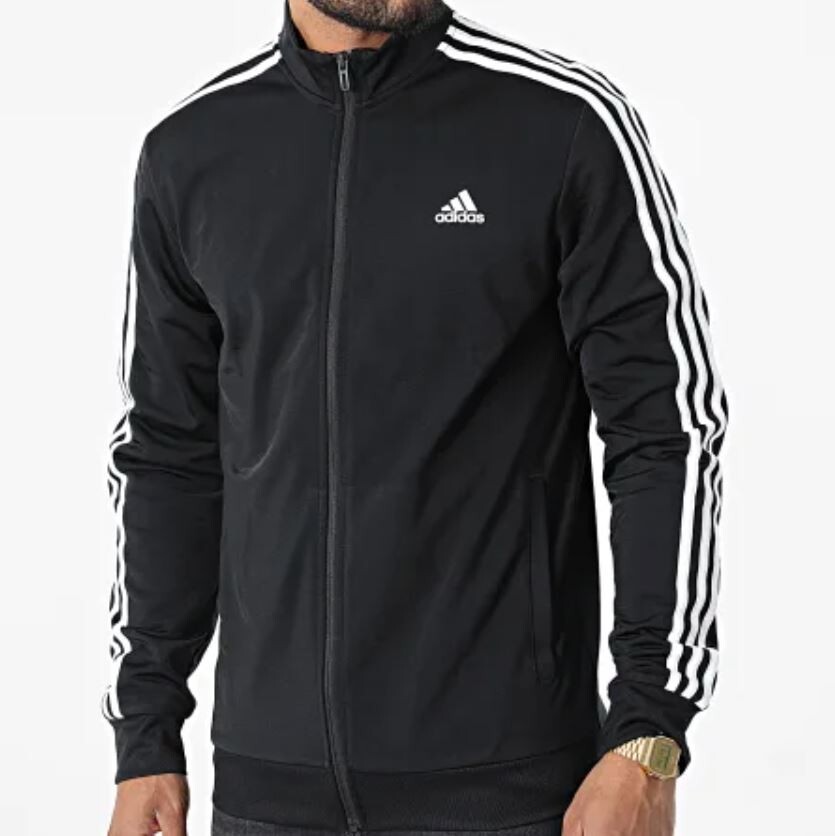 NEW ADIDAS MEN'S ESSENTIALS 3 STRIPES TRICOT TRACK JACKET