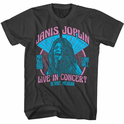 Janis Joplin Live in Concert Men's T-Shirt Cobo Hall Detroit  Michigan