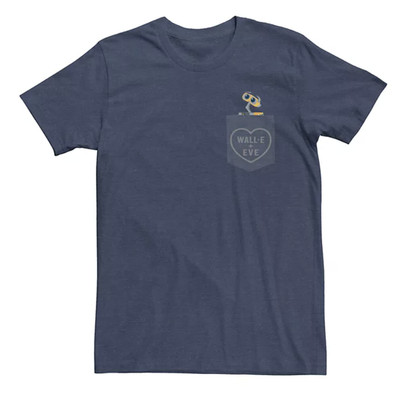 Disney Pixar Men's Wall-E + Eve Cute Pocket Graphic Tee, Size S