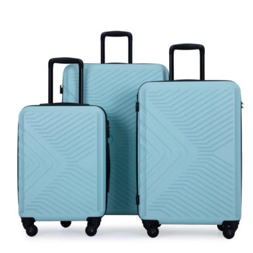 Luggage Sets ABS Lightweight Suitcase with Two Hooks and Spinner Wheels Set of 3