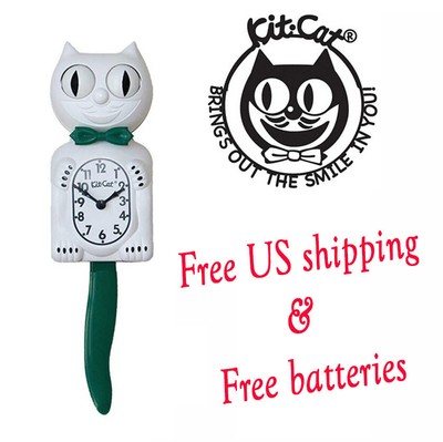 CANDY CANE KIT CAT CLOCK Green White Kit-Cat Klock Free Batteries Made in USA