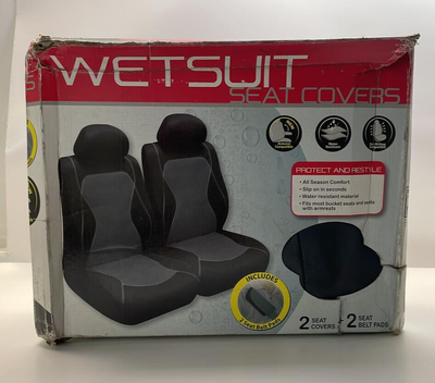 Winplus 963965 Wetsuit 2 Car Seat Covers with 2 Seat Belt Pads Black