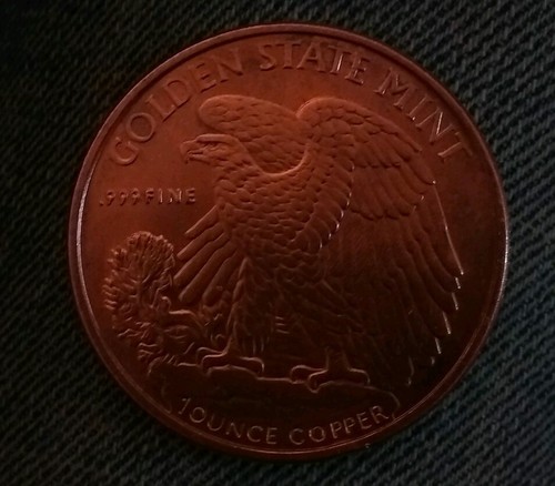 1 Oz Copper Round 999 library Golden State mint