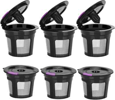 6 Black K-Cup Reusable Refillable Replacement Coffee Filter Holder for Keurig