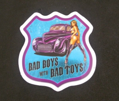 Bad Boys With Bad Toys Retro Cars Sticker 2.25''