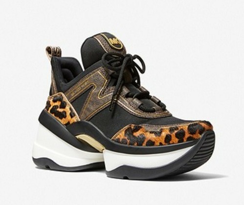 Pre-owned Michael Kors Women's Olympia Cheetah Haircalf Butterscotch