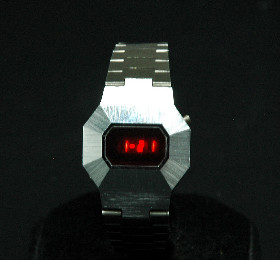 Vintage CompuChron LED men's watch.  Rare Hex shape. Hughes movement.