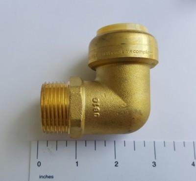 1 Pc. 1'' Push Fit X 1'' Male NPT Threaded Elbow, 1 Inch Push Fit Male Elbow