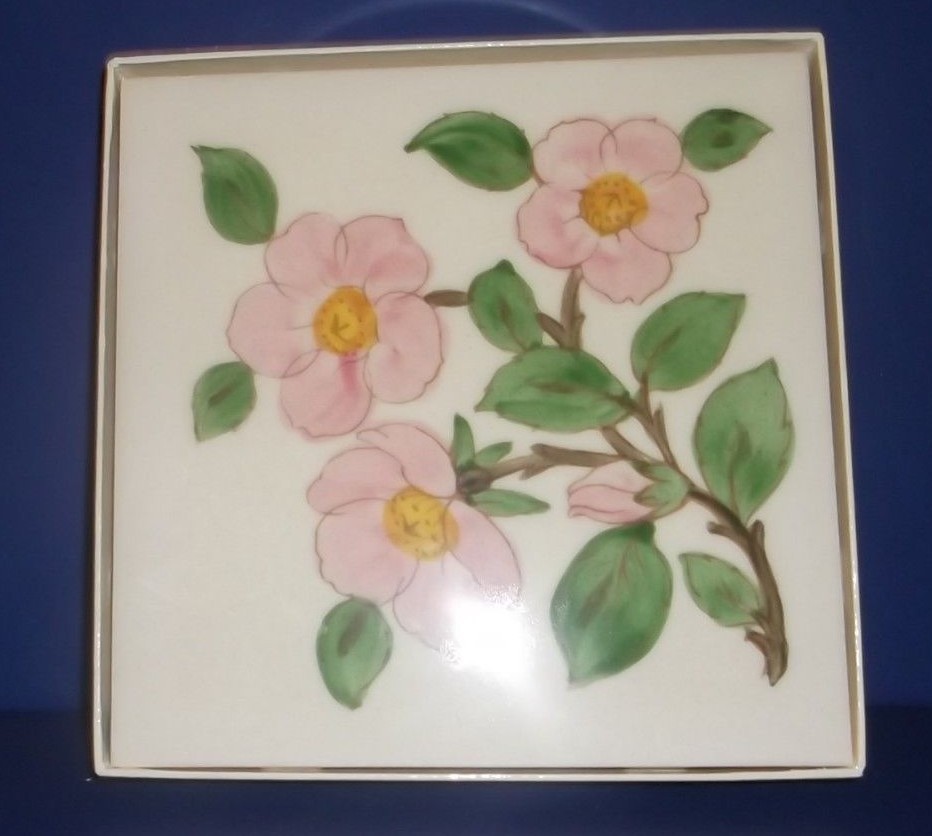 Franciscan Desert Rose Trivet or Tea Tile in Original Box, Made in USA