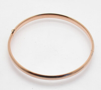 Pre-owned Bestgoldshop 7" Shiny Comfort Fit Hinged Round Bangle Bracelet Real 14k Rose Pink Gold
