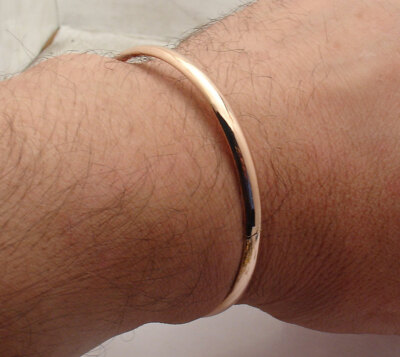 Pre-owned Bestgoldshop 7" Shiny Comfort Fit Hinged Round Bangle Bracelet Real 14k Rose Pink Gold
