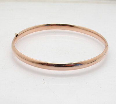Pre-owned Bestgoldshop 7" Shiny Comfort Fit Hinged Round Bangle Bracelet Real 14k Rose Pink Gold