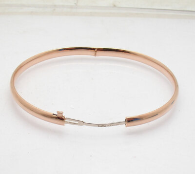 Pre-owned Bestgoldshop 7" Shiny Comfort Fit Hinged Round Bangle Bracelet Real 14k Rose Pink Gold