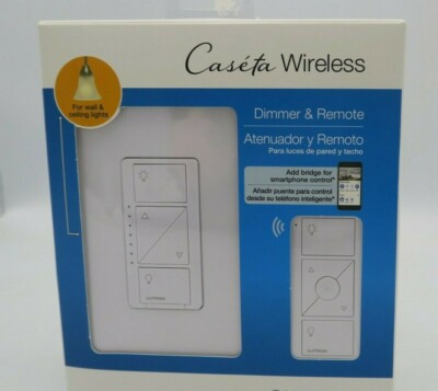 Lutron Caseta Wireless Dimmer & Remote Wall & Ceiling Lights P-PKG1W-WH-R New 