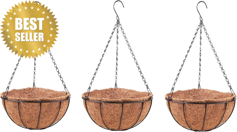 Lalagreen Hanging Planters Outdoor - 3 Pack, 12 Inch Hanging Baskets with Coco L