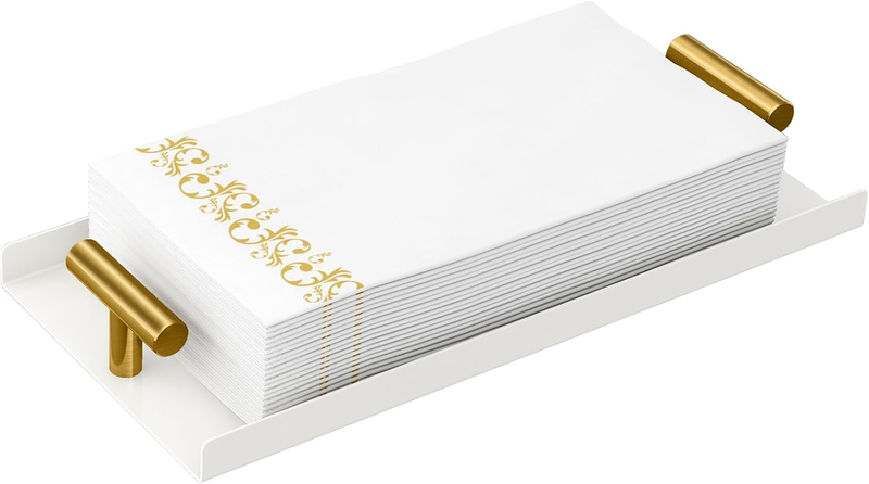 Napkin Holder for Bathroom, Guest Towel Holder Tray for Bathroom, White Guest Na