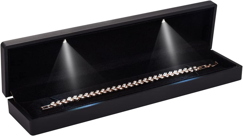 Long Velvet Necklace Chain Gift Box, Bracelet Storage Case for Proposal Engageme