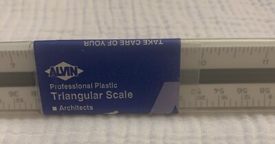 Alvin Professional 12'' Triangular Drafting Architects Scale Ruler 240p, in Case
