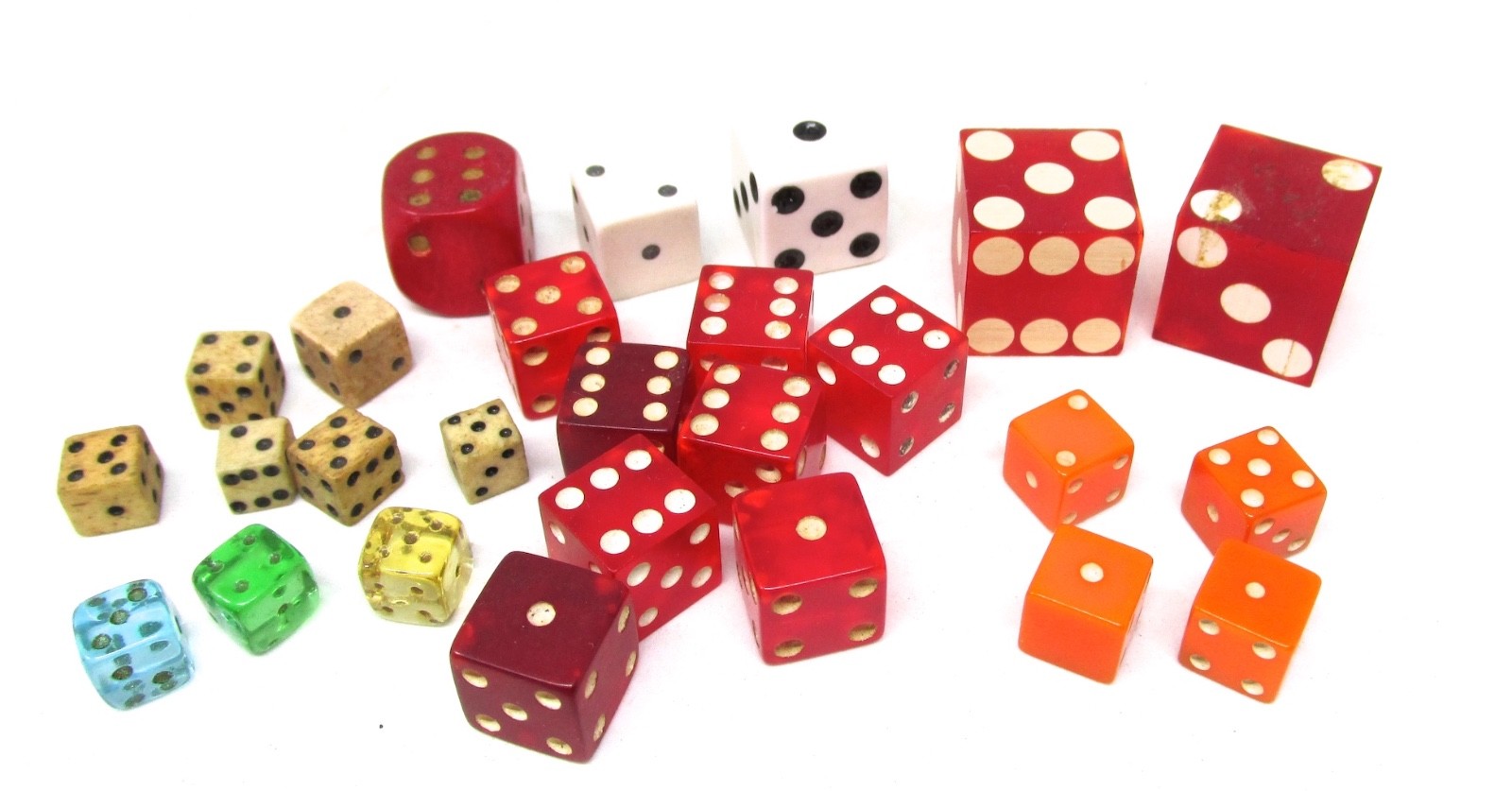 Vintage Dice Assortment  26 Pieces Various Materials & Colors