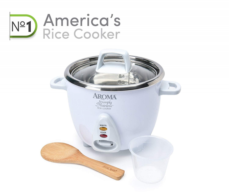 Rice Cooker Stainless Steel Inner Pot 14 Cup Cooked or 7 Cup Uncooked Capacity