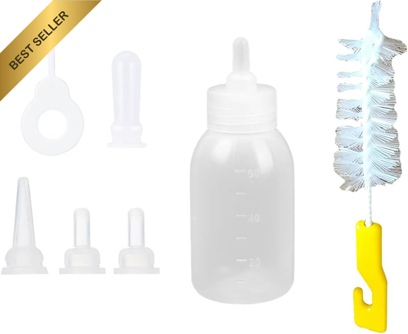 7 Pcs Specialized 60ml Pet Feeding Bottle Kit Multiple Nipples