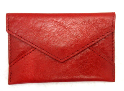 Envelope Card Holder Leather Holds Business Credit Gift Cards Graphic Image RED