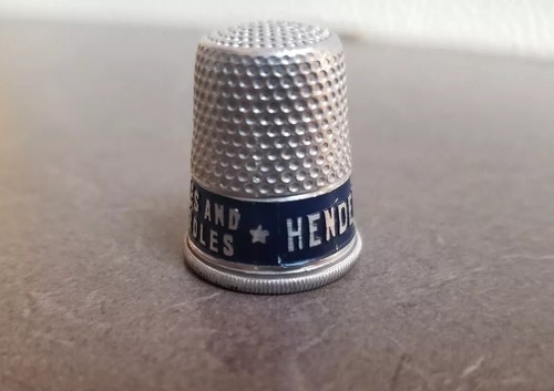 Vtg 1930's Aluminum Advertising Thimble Henderson Corset Girdles & Brassiere #1