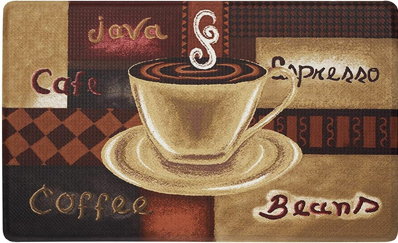 ANTI-FATIGUE NON SLIP FLOOR MAT (18"x30") PVC, COFFEE CUP & COFEE TYPES, Achim