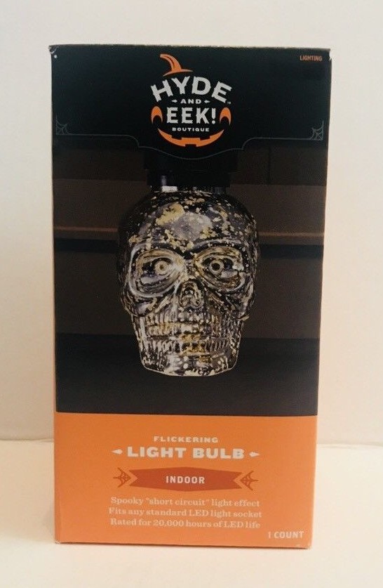 Flaming Fire Skull Lightbulb Halloween Fits Standard Light Socket Hyde & Eek!