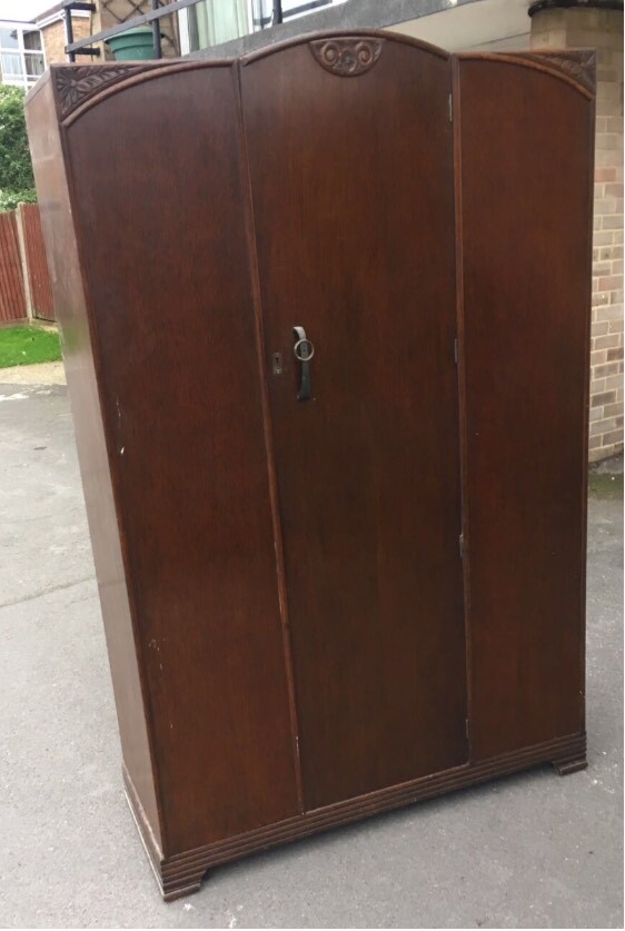Camphor Antique Tall Wardrobe Dark Wood Storage Cupboard in