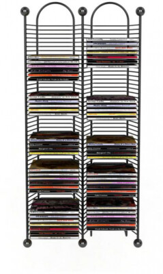 Media Storage Holder Black Steel Wire Rack Shelf Organizer